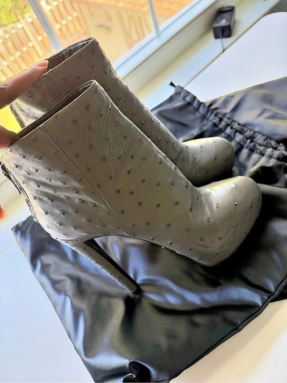 Prada Grey Lambskin Ankle Boots EU 38